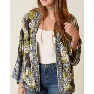 FREE PEOPLE Floral Bomber Zip Front Jacket Women's Size M/L